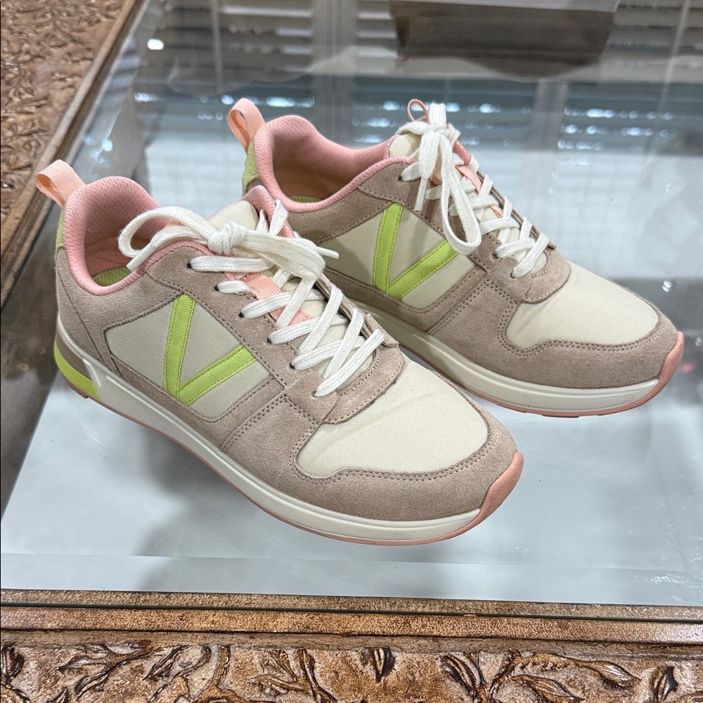 Vionic Women's Sneakers in Cream, Pink, and Green